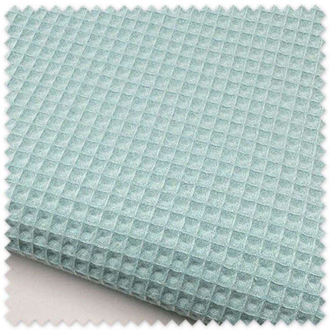 detalle relieve tela waffle verde empolvado