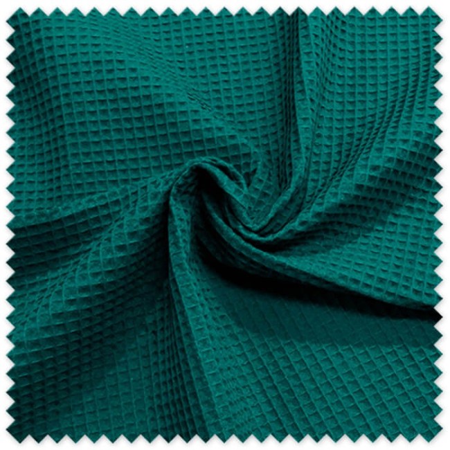 tela waffle verde pino algodón textura gofre