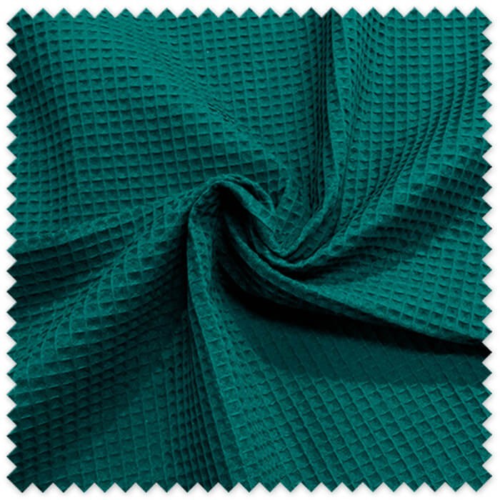 tela waffle verde pino algodón textura gofre