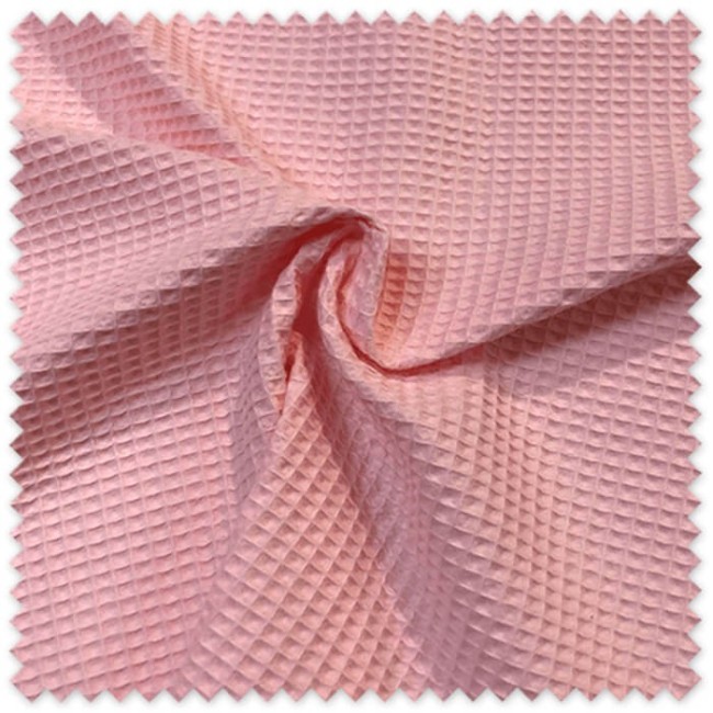 tela waffle rosa bebé algodón textura gofre