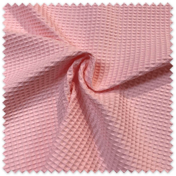 tela waffle rosa bebé algodón textura gofre