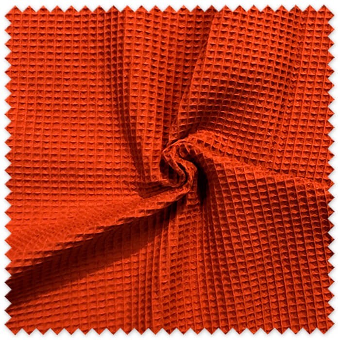 detalle relieve tela waffle color teja