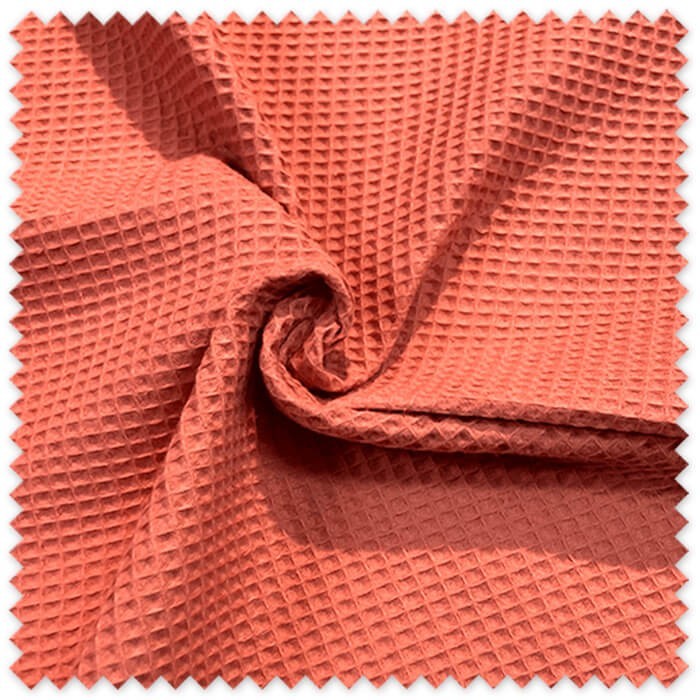 tela waffle algodón marsala para sudaderas y mantas