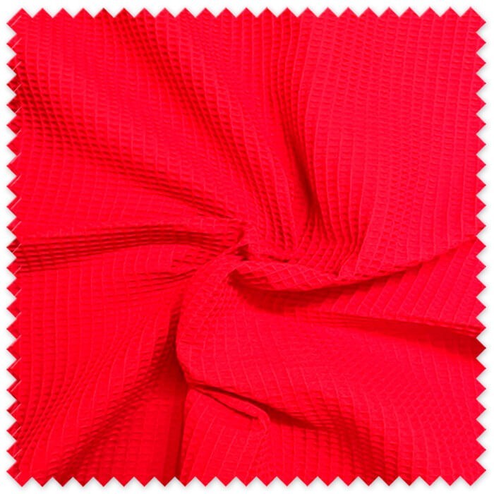 detalle relieve tela waffle color rojo
