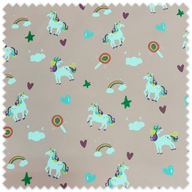 Tela de impermeable diseños infantiles en tonos rosa