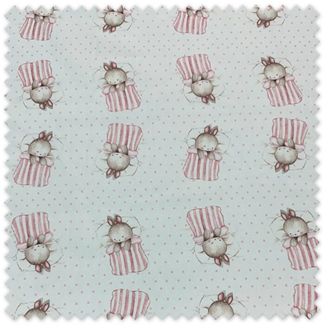 tela algodón bebé rosa empolvado con conejos