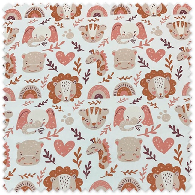 popelín infantil estampado animales colores tierra