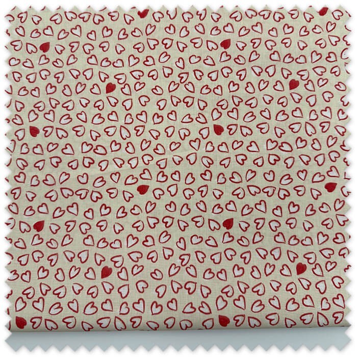 tela algodón 100% corazones por pieza
