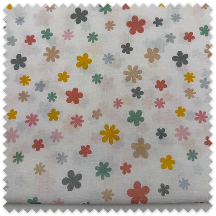 retal tela floral margaritas colores vivos