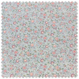 tela popelín flor rosa empolvado fondo azul