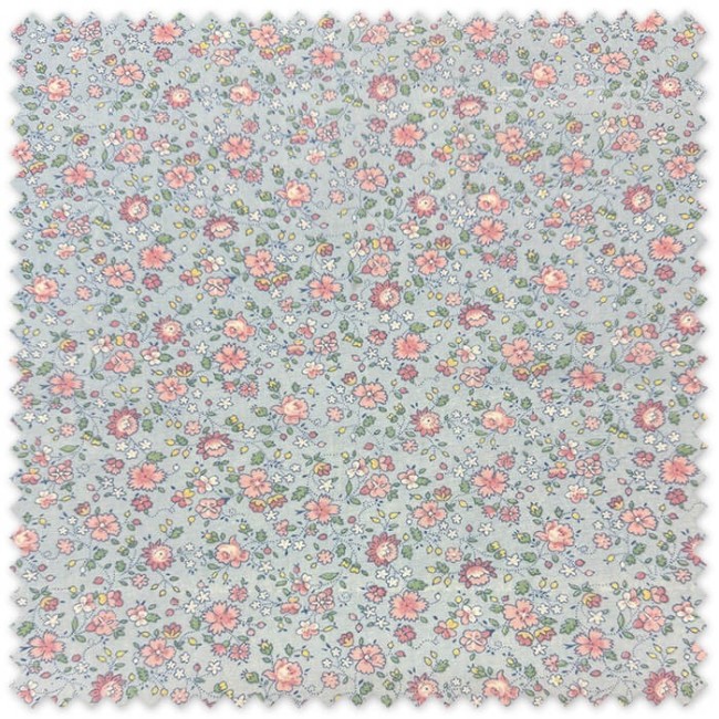 tela popelín flor rosa empolvado fondo azul