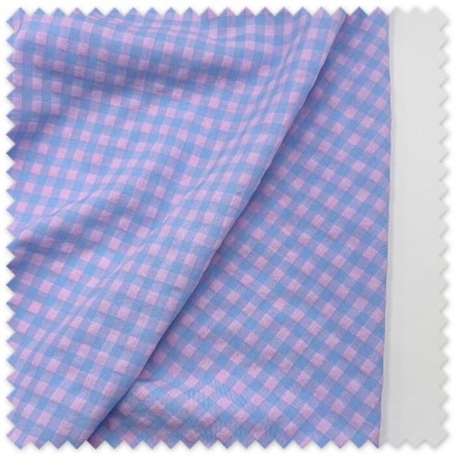 Tela Seersucker Vichy Azul y Rosa | Cuadro Bicolor Verano