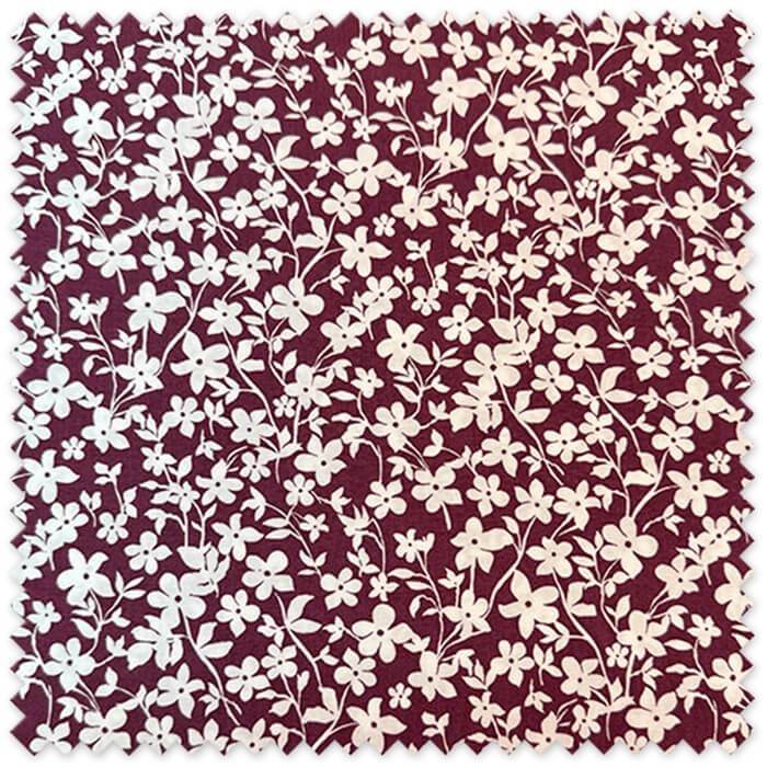 tela viscosa morada flores blancas fluida al mejor precio