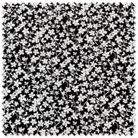 tela viscosa flores blancas fondo negro moda