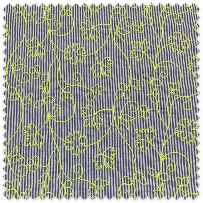 tela bordada verano fondo azul rayas