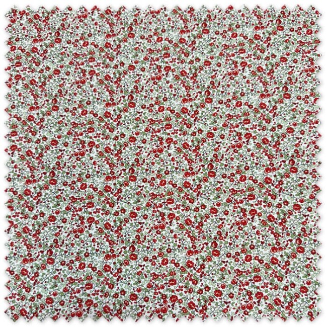 tela algodón flores pequeñas rojas