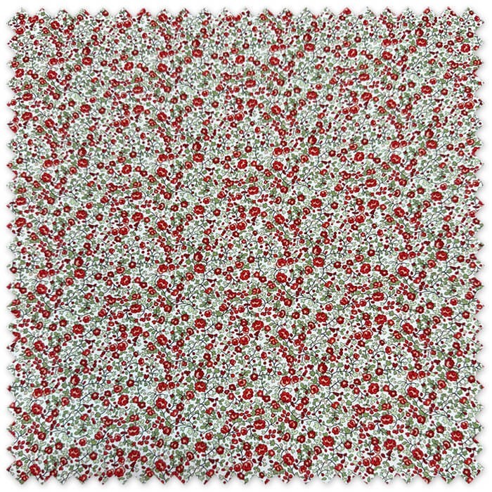 tela algodón flores pequeñas rojas
