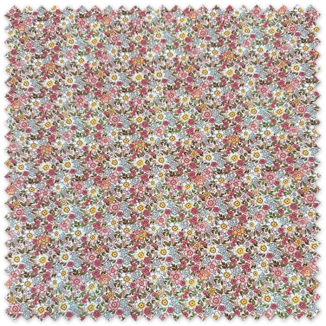 tela flores celeste y rosa empolvado algodón 100