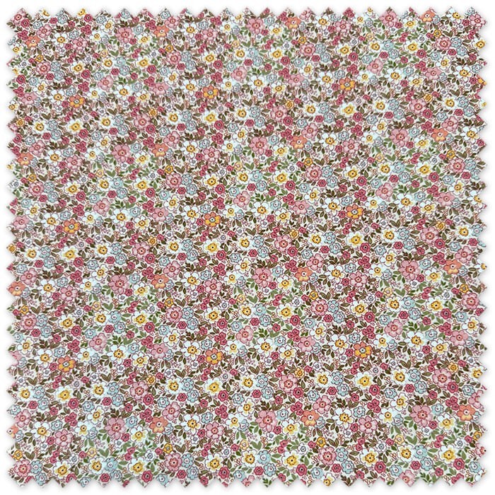 tela flores celeste y rosa empolvado algodón 100