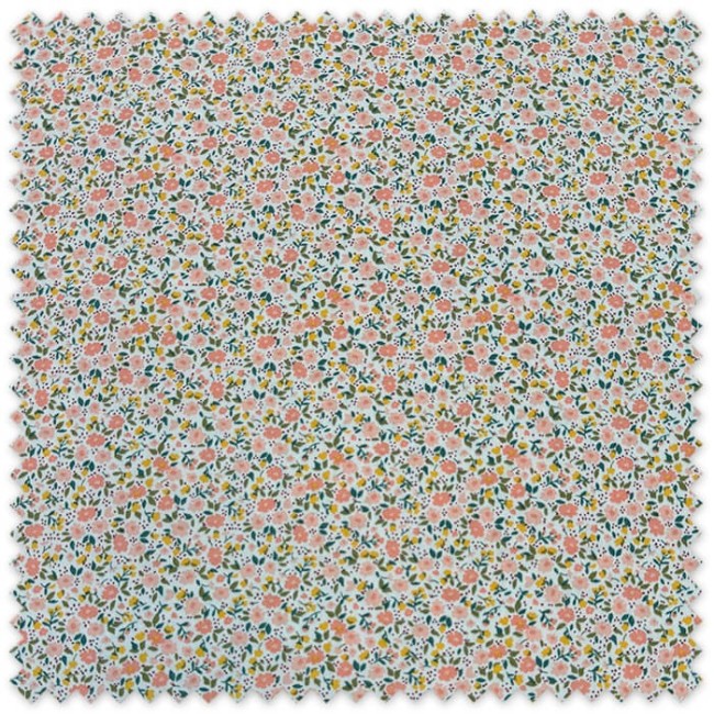 tela flores salmón y amarillo algodón 100