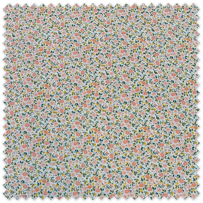 tela flores salmón y amarillo algodón 100