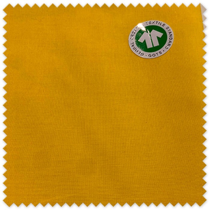 Tela 100% algodón orgánico color amarillo intenso