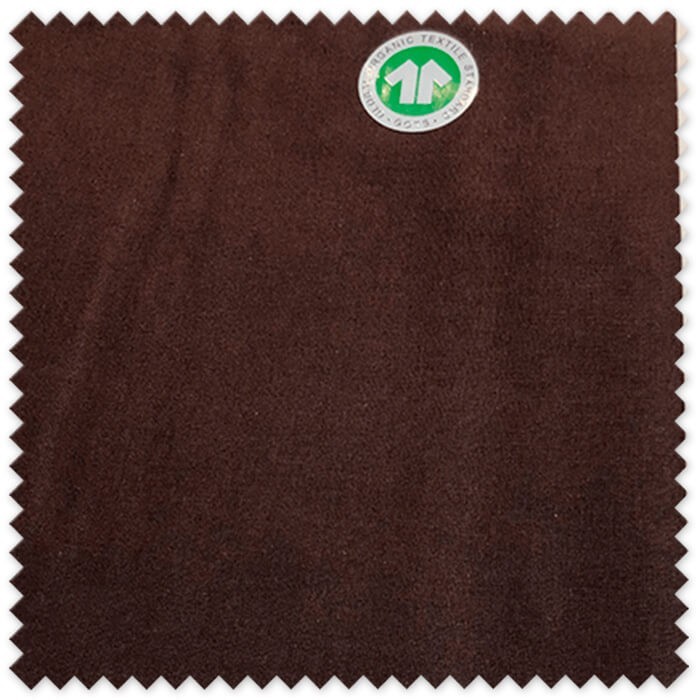 Tela algodón orgánico marrón chocolate por metros