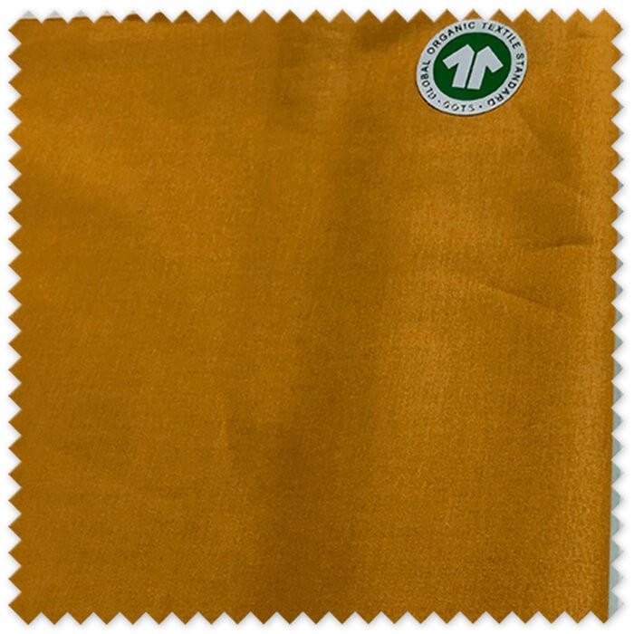 Tejido 100% algodón orgánico amarillo mostaza