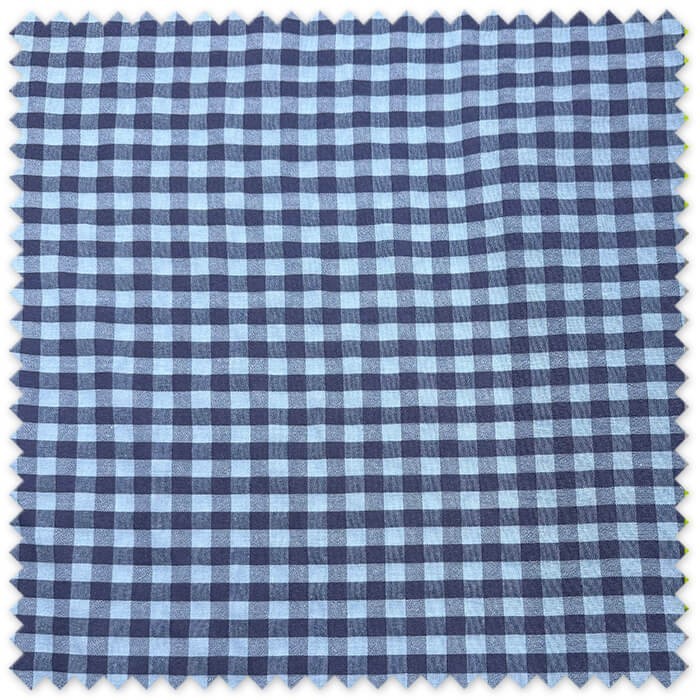 Tela cuadro vichy azul y marino seersucker