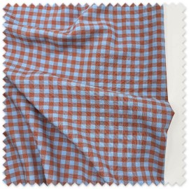 Tela Seersucker Vichy Azul y Marrón por Metros | Comprar Tela Online