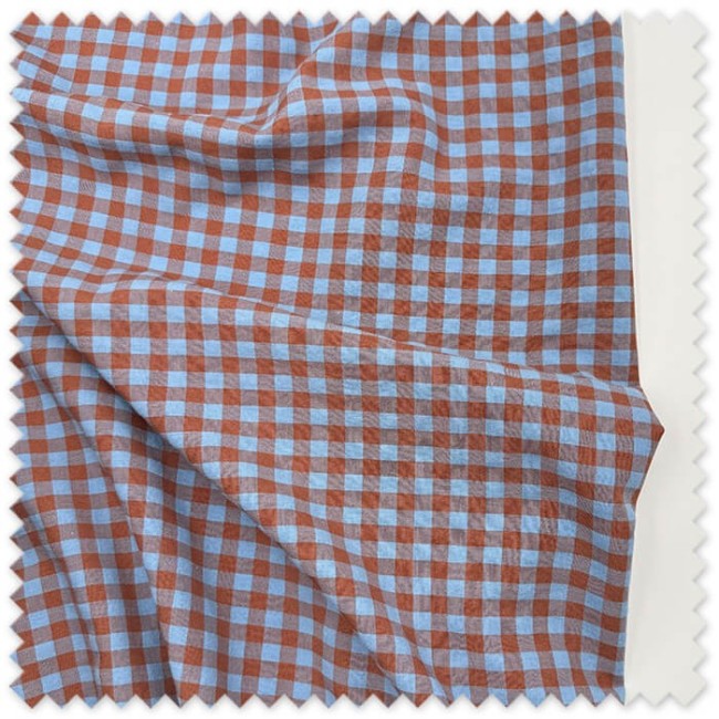 Tela Seersucker Vichy Azul y Marrón por Metros | Comprar Tela Online