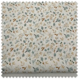 Retal algodón flores hojas azul camel 1,20m