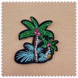 Parche isla palmeras brillo decorativo cosido