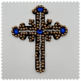 Cruz decorativa con pedrería brillante para manualidades, disfraces y moda