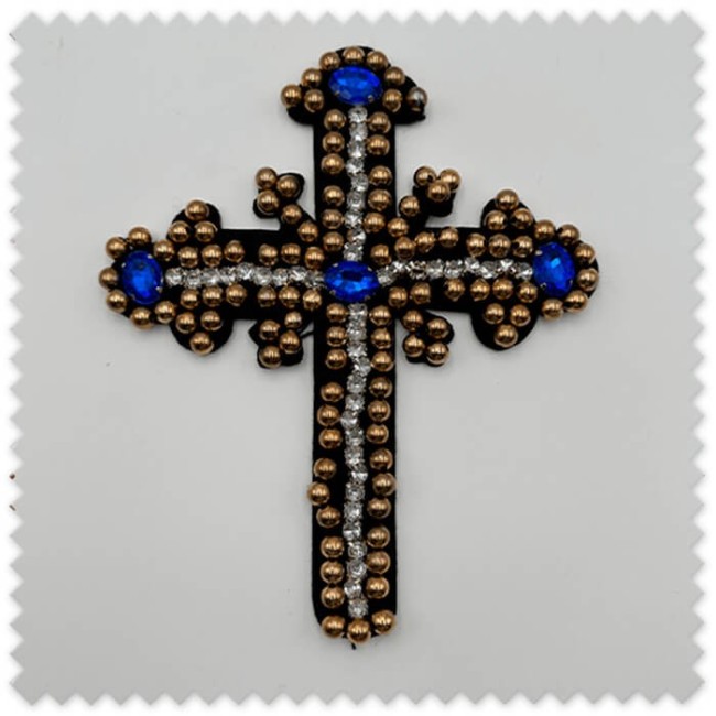Cruz decorativa con pedrería brillante para manualidades, disfraces y moda