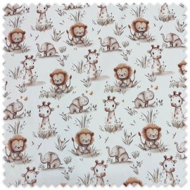 tela jirafas elefantes leones algodón