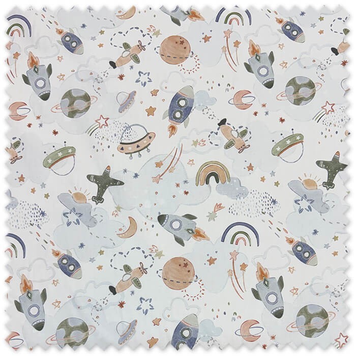 tela estampada cohetes espacio patchwork