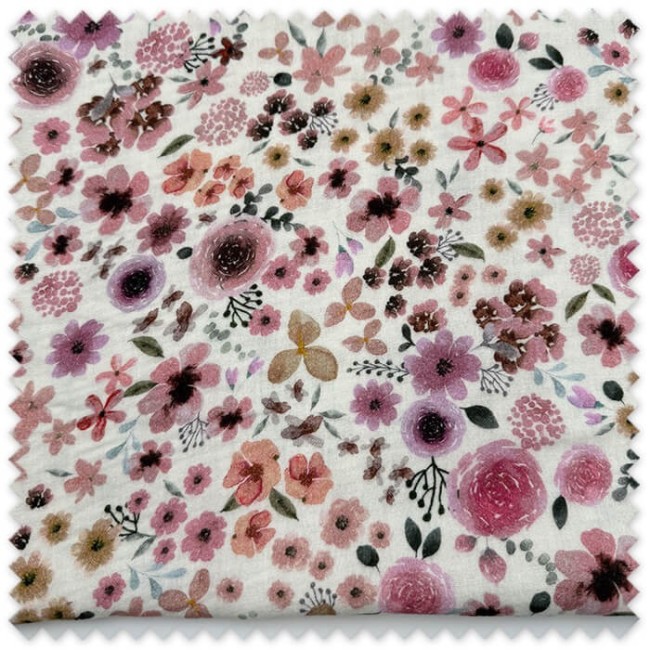Retal 0,80 m Doble Gasa Algodón Flores Empolvadas | Tela Muselina