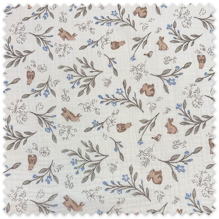 tela doble gasa conejitos fondo crudo
tela doble gasa algodón conejitos infantiles