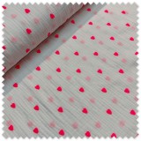 Comprar Tela de Doble Gasa Corazones Rosa Flúor