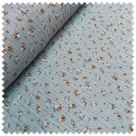 Comprar Tela Doble Gasa Flores Fondo Verde Menta