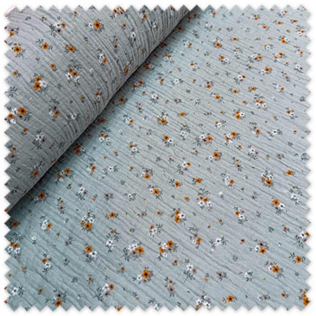 Comprar Tela Doble Gasa Flores Fondo Verde Menta