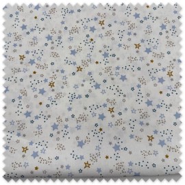 Retal 0,85 m Tela Algodón 100% Estrellas Azul y Camel | Tela Infantil por Metros