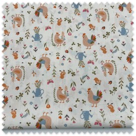 retal tela algodon 100% gallinas y regaderas tela infantil estampada para costura patchwork manualidades bebe