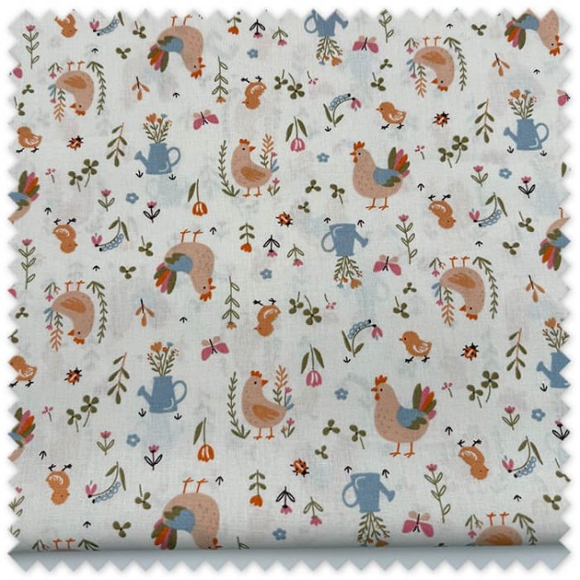 retal tela algodon 100% gallinas y regaderas tela infantil estampada para costura patchwork manualidades bebe