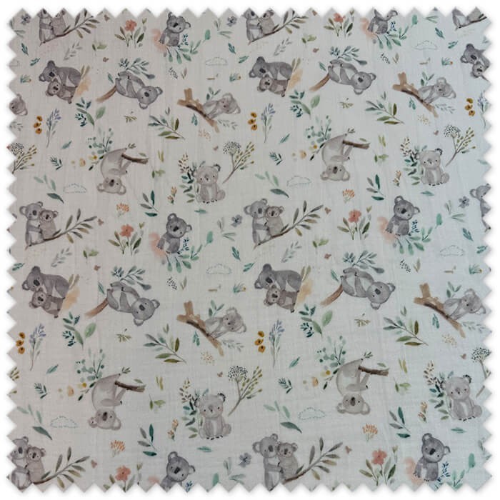 Tela Doble Gasa Koalas | Tela de Algodón Infantil Suave para Bebé