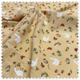 Tela Doble Gasa Ocas Fondo Amarillo | Muselina de Algodón Infantil