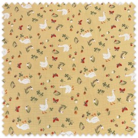 tela doble gasa ocas fondo amarillo muselina algodon infantil suave para bebe costura arrullos ropa bebe