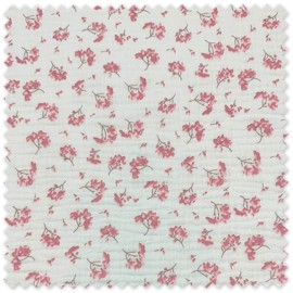 Tela doble gasa algodón 100% flores empolvadas estampado romántico