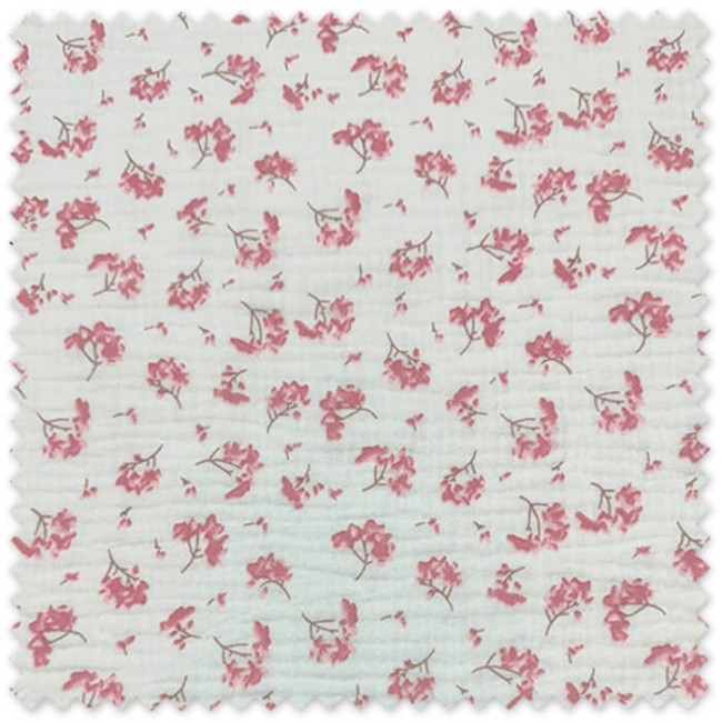 Tela doble gasa algodón 100% flores empolvadas estampado romántico